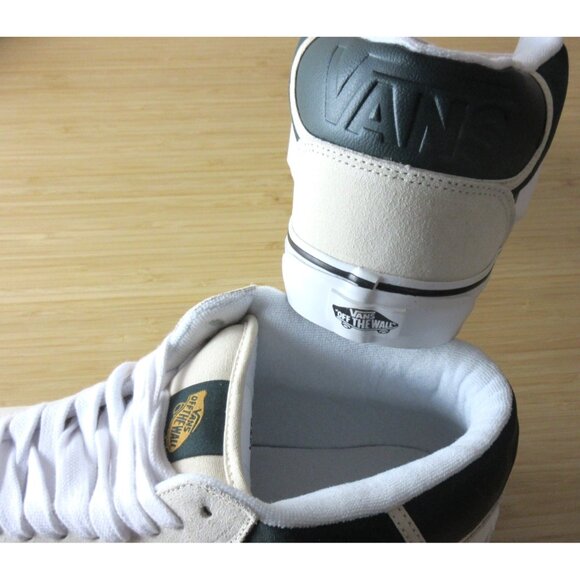 Vans Men's Knu Skool Mid Varsity Turtledove Beige Dark Green Shoes sizes NIB - Picture 7 of 7